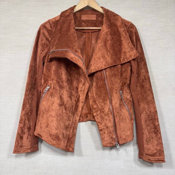 BLANKNYC Womens Brown Suede Moto Jacket Small Soft Vintage Biker Rocker Retro - Picture 1 of 7